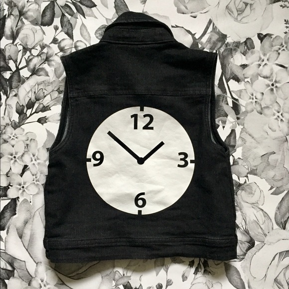 Vintage Other - Tick Tock Black Jean Vest